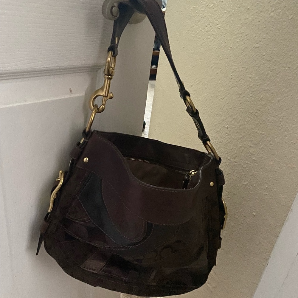 Coach Brown Patchwork Handbag. - image 1